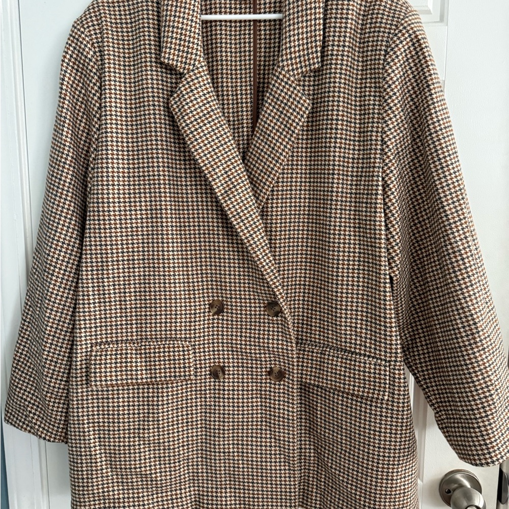 Old Navy Brown and Cream Houndstooth Blazer